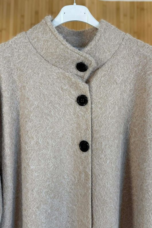 Norbury Funnel Trapeze Coat Stone /9=